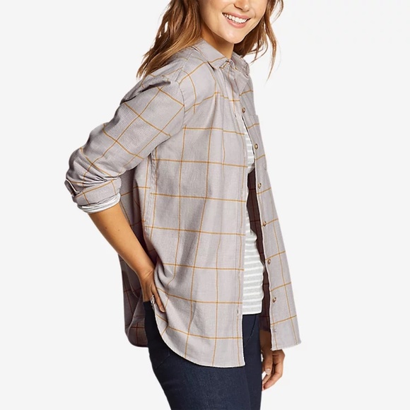 Eddie Bauer Tops - NWT Grey Eddie Bauer Boyfriend Flannel Shirt